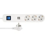 REV Πολύπριζο 3 Θέσεων με 2 USB-A και Καλώδιο 1.4m 0014348100