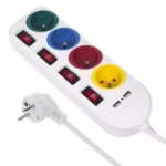 Maclean Energy Πολύπριζο 4 Θέσεων με 2 USB-A, Διακόπτη και Καλώδιο 1.5m MCE229 W