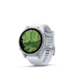 Garmin Fenix 8 Stainless Steel 43mm Αδιάβροχο Smartwatch με Παλμογράφο (Silver with Whitestone Silicone Band)