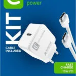 Cellular Line Φορτιστής με Θύρα USB-C και Καλώδιο USB-C - USB-C 15W Λευκός (ACHSMKITC2C15WW)
