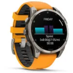 Garmin Fenix 8 Titanium 47mm Αδιάβροχο Smartwatch με Παλμογράφο (Sapphire, Titanium With Spark Orange/Graphite Silicone Band)