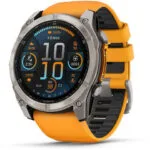 Garmin Fenix 8 Titanium 51mm Αδιάβροχο Smartwatch με Παλμογράφο (Sapphire, Titanium With Spark Orange/Graphite Silicone Band)