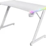 Γραφείο Gaming GXT 709W Luminus Ξύλινο White με LED & USB θύρες 120x60x74εκ. 25328
