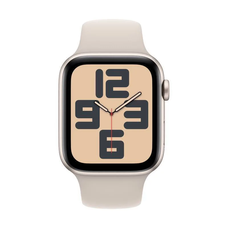 Apple Watch SE 2024 Aluminium 44mm Αδιάβροχο με Παλμογράφο (Starlight με Starlight Sport Band - M/L) - Image 1