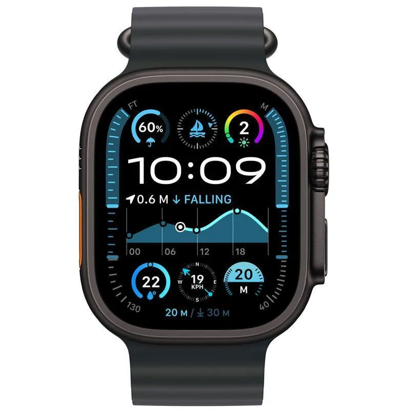 Apple Watch Ultra 2 2024 Titanium 49mm Αδιάβροχο με eSIM και Παλμογράφο (Black με Black Ocean Band) - Image 1