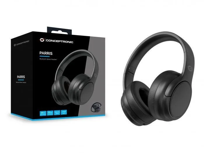 Conceptronic Ασύρματα / Ενσύρματα On Ear Ακουστικά με 30 ώρες Λειτουργίας Μαύρα - Image 1