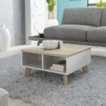 Τετράγωνο Τραπεζάκι Σαλονιού Lotta Ξύλινο White / Sonoma Oak Μ60xΠ60xΥ35εκ.