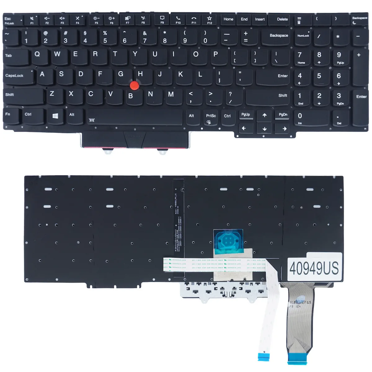 Πληκτρολόγιο Laptop Keyboard Lenovo Thinkpad E15 Gen 2 20t8 20t9 20t8cto1ww 20t8s0aa00 20t8005cus 5m10w64584 5m10w64513 01xy010 Sn20u63990 987abzv Us No Frame Pointer Black Κωδ.40949us - Image 1