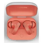 Motorola Moto Buds Bluetooth Handsfree Ακουστικά με Αντοχή στον Ιδρώτα και Θήκη Φόρτισης Coral Peach