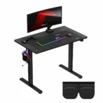 Ηλεκτρικό Γραφείο Gaming Hero 7.9 Ξύλινο Μαύρο με Μεταλλικά Πόδια & Ρυθμιζόμενο Ύψος 100x62x72εκ.