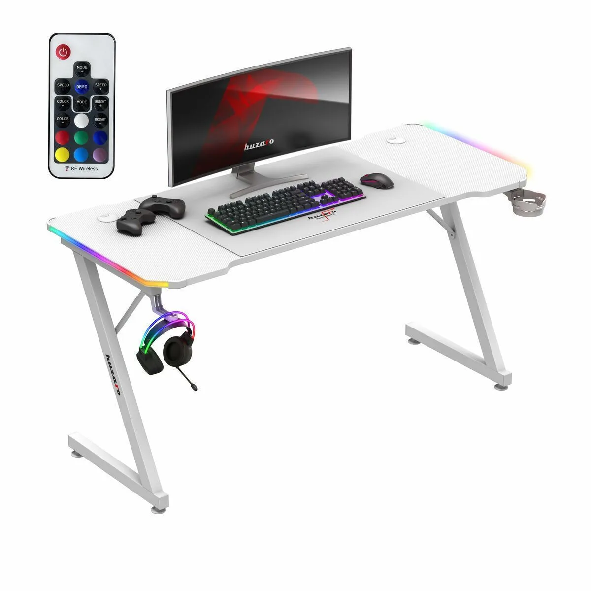 20241002151659_grafeio_xylino_white_140x60x72ek_s91104492 Γραφείο Hero 3.3 RGB Ξύλινο White με LED 140x60x72εκ. - Image 1