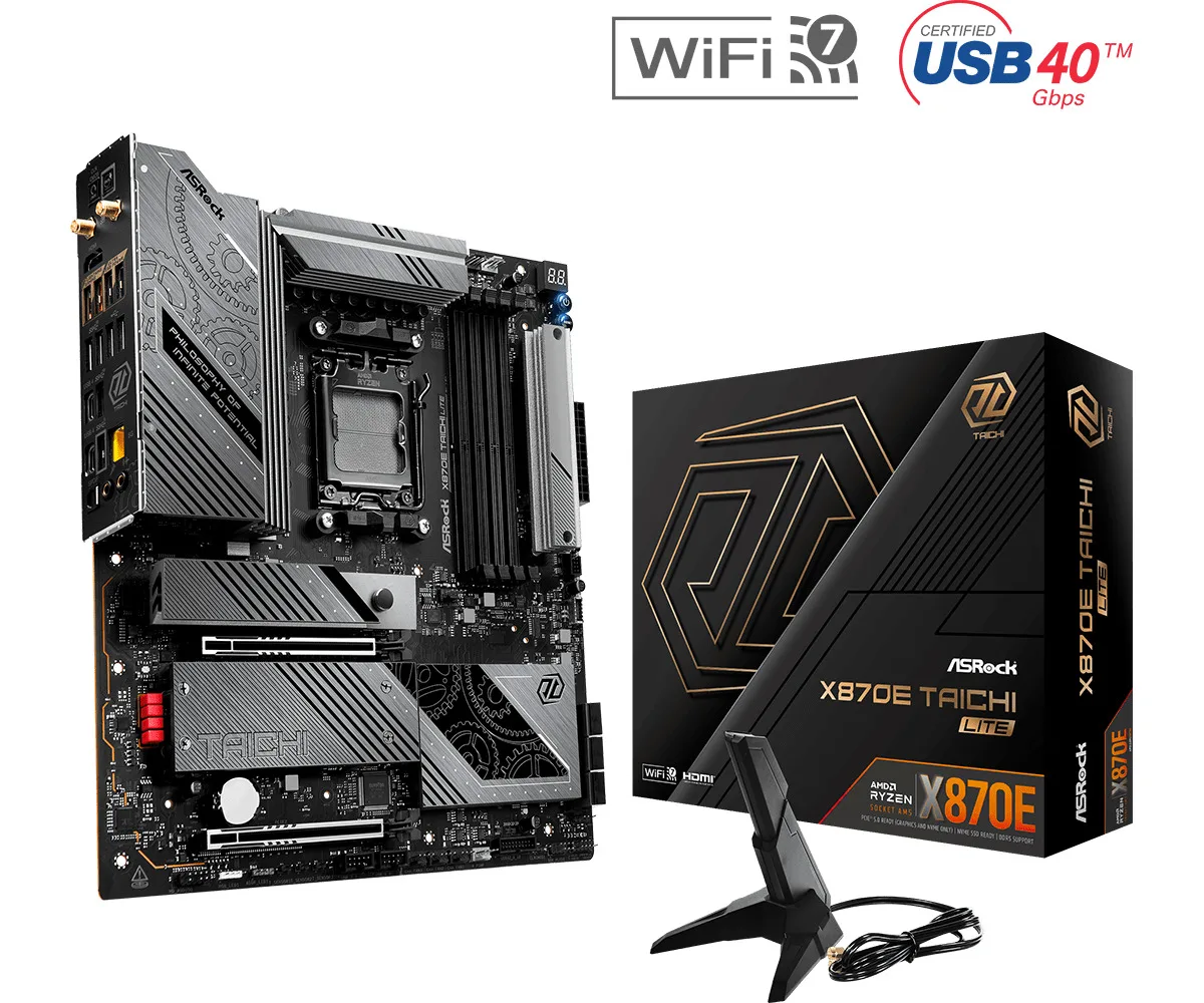 ASRock X870E Taichi Lite Wi-Fi Motherboard Extended ATX με AMD AM5 Socket 90-MXBPA0-A0UAYZ - Image 1