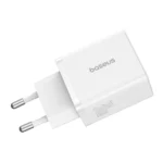 Baseus Φορτιστής Χωρίς Καλώδιο GaN με Θύρα USB-A και Θύρα USB-C 30W Power Delivery Λευκός (Cube)