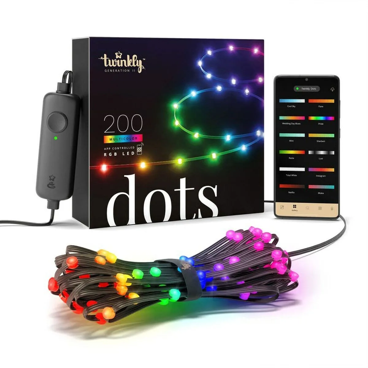 20241004105917_lampakia_led_polychroma_se_seira_twd200stp_beu_twinkly Twinkly Dots Στεγανή Smart Γιρλάντα Φωτισμού LED IP44 10m με 200 Λαμπάκια RGB TWD200STP-BEU - Image 1