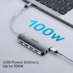 Unitek USB-C Docking Station με HDMI 4K PD Ethernet και σύνδεση 2 Οθονών Ασημί (D1122A01)