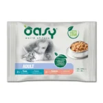 Oasy Υγρή Τροφή για Ενήλικες Γάτες σε Φακελάκι με Ψάρια, Σολομό και Τόνο 4x85gr