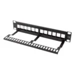 Lanberg Patch Panel Keystone για Rack 1U 10" 12 Θυρών Μαύρο PPKS-9112-B