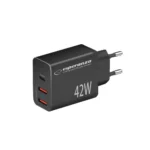 Esperanza Φορτιστής Χωρίς Καλώδιο με 2 Θύρες USB-A και Θύρα USB-C 42W Power Delivery Μαύρος (EZC106K)