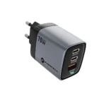 Forcell Φορτιστής Χωρίς Καλώδιο GaN με Θύρα USB-A και 2 Θύρες USB-C 70W Power Delivery / Quick Charge 4.0 Γκρι (VT-37)
