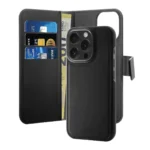 Puro Wallet Detachable Magsafe 2in1 Pu Leather Case Flap Wallet Iphone 16 Pro Black 8018417485114
