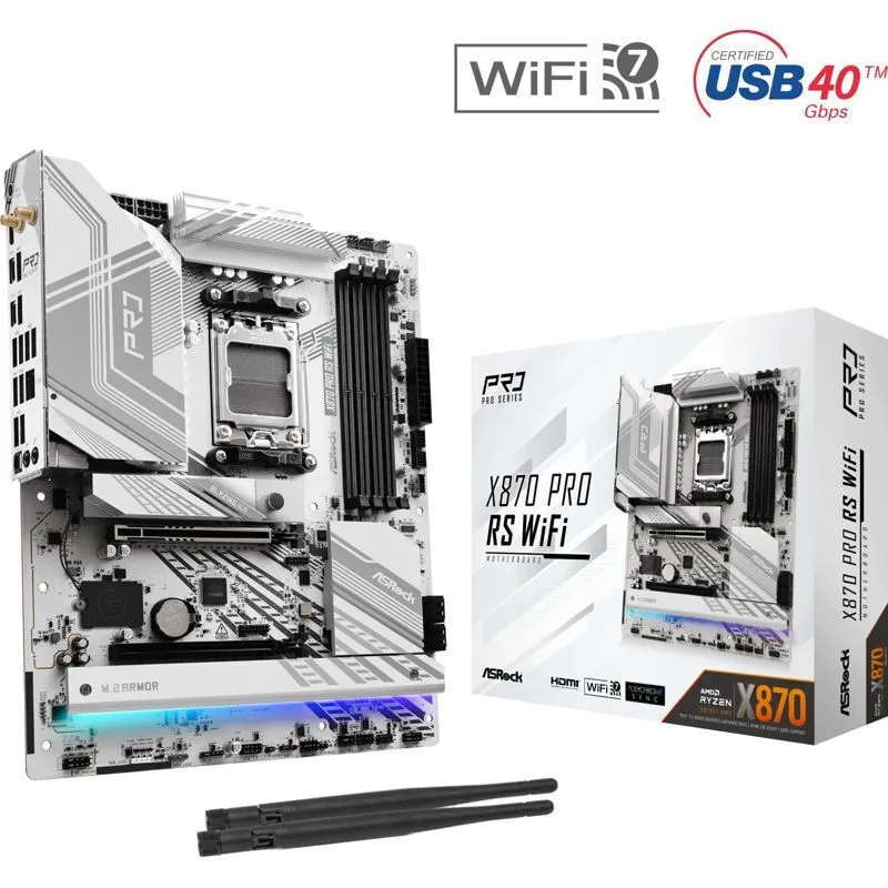 ASRock X870 Pro RS WiFi Motherboard ATX με AMD AM5 Socket 90-MXBQ00-A0UAYZ - Image 1