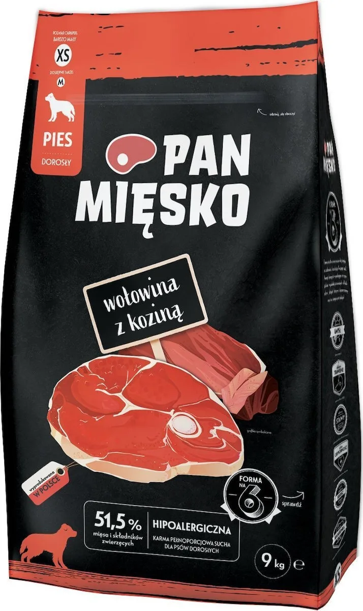 Pan Miesko 9kg Ξηρά Τροφή χωρίς Γλουτένη για Ενήλικους Σκύλους Μικρόσωμων Φυλών με Βοδινό - Image 1