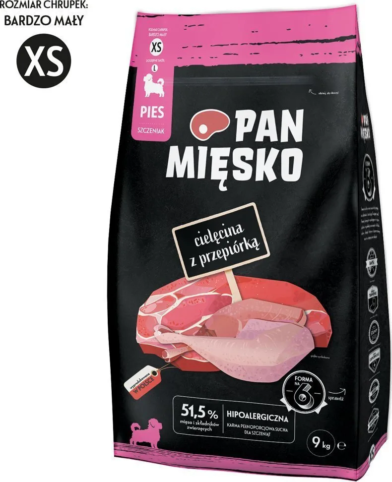 Pan Miesko 9kg Ξηρά Τροφή χωρίς Γλουτένη για Κουτάβια Μικρόσωμων Φυλών με Ορτύκι - Image 1