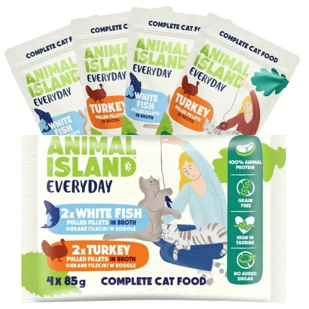 20241022112932_93d9f8db Animal Island Υγρή Τροφή για Ενήλικες Γάτες σε Φακελάκι με Γαλοπούλα χωρίς Γλουτένη 4x85gr - Image 1