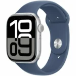 Apple Watch Series 10 Aluminium 46mm Αδιάβροχο με Παλμογράφο (Silver με Denim Sport Band - S/M)