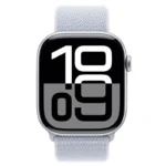 Apple Watch Series 10 Aluminium 46mm Αδιάβροχο με Παλμογράφο (Silver με Blue Cloud Sport Loop)