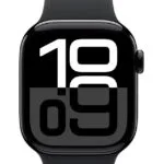 Apple Watch Series 10 Aluminium 42mm Αδιάβροχο με Παλμογράφο (Jet Black με Black Sport Band - M/L)