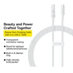 Baseus Charging USB 2.0 Cable USB-C male - USB-C 100W Λευκό 1m P10373000211-00