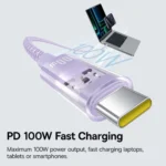 Baseus Charging USB 2.0 Cable USB-C male - USB-C 100W Μωβ 1m P10373000511-00