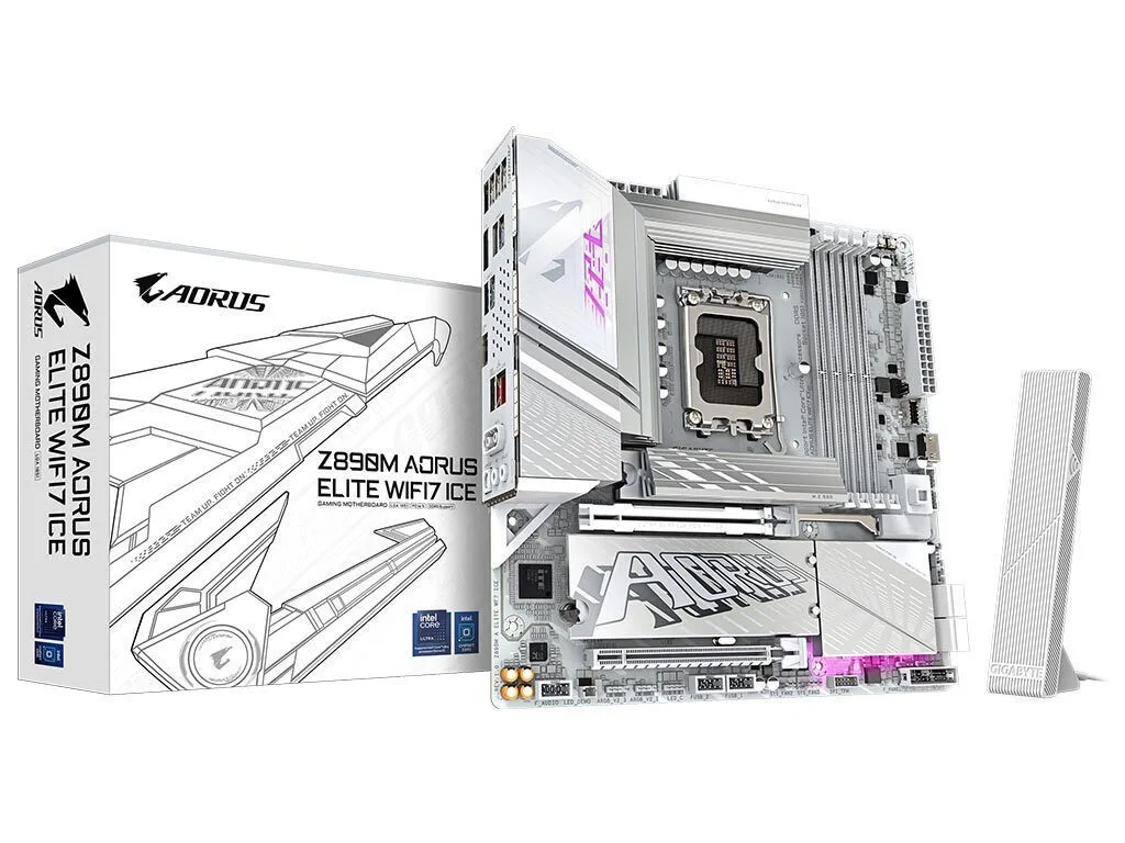 Gigabyte Z890M Aorus Elite Wifi 7 Ice Motherboard Micro ATX με Intel 1851 Socket - Image 1