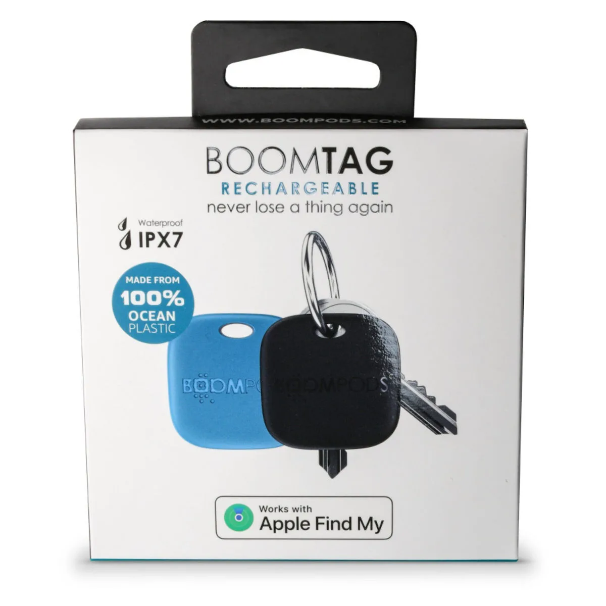 20241104163238_boompods_boomtag_bluetooth_tracker_se_mple_chroma Boompods BoomTag Rechargeable Apple Find My Blue & Black 2τμχ - Image 1