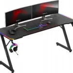 Γραφείο Gaming Ξύλινο Black με Μεταλλικά Πόδια 160x60x74εκ.