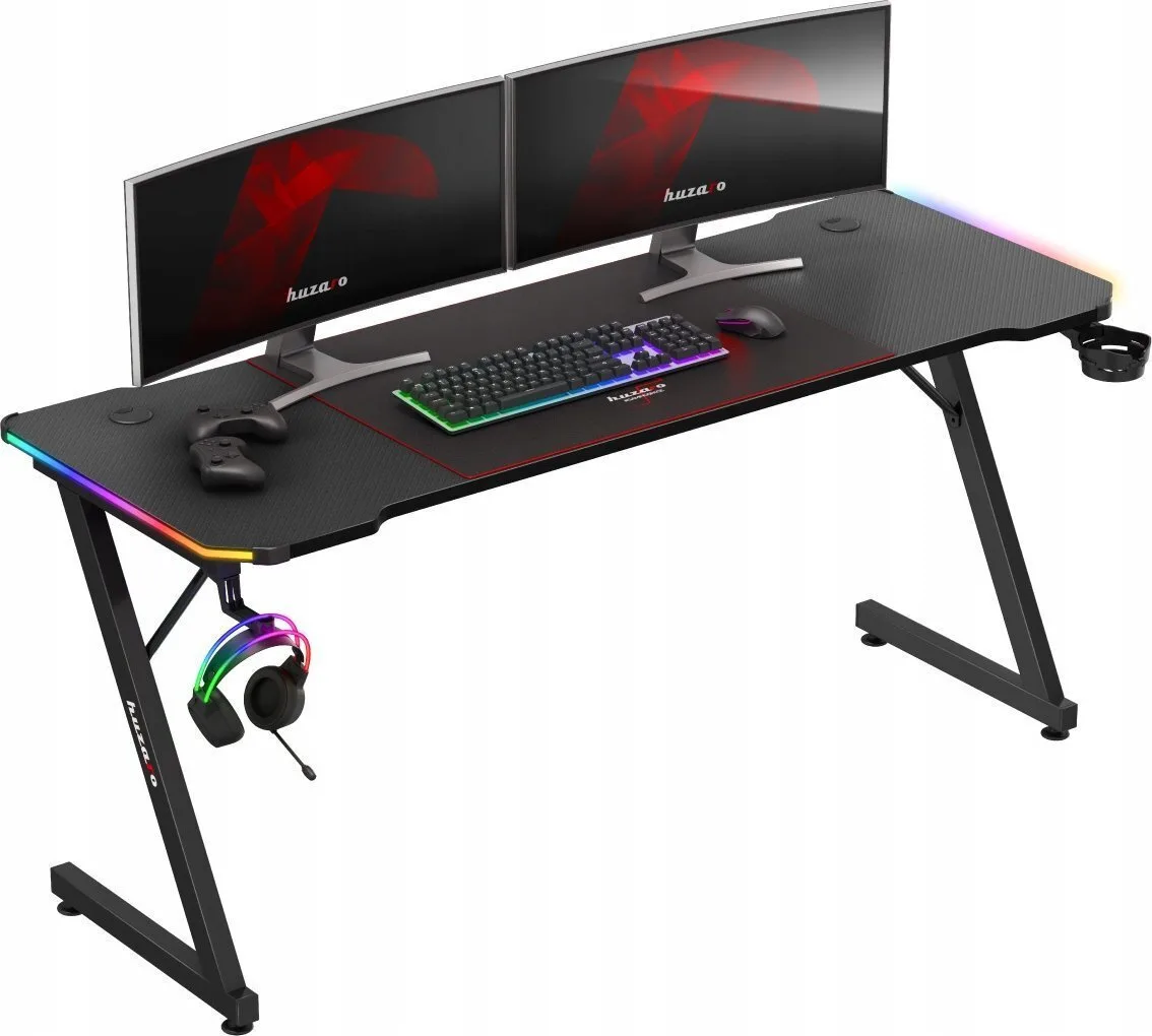Γραφείο Gaming Ξύλινο Black με Μεταλλικά Πόδια 160x60x74εκ. - Image 1