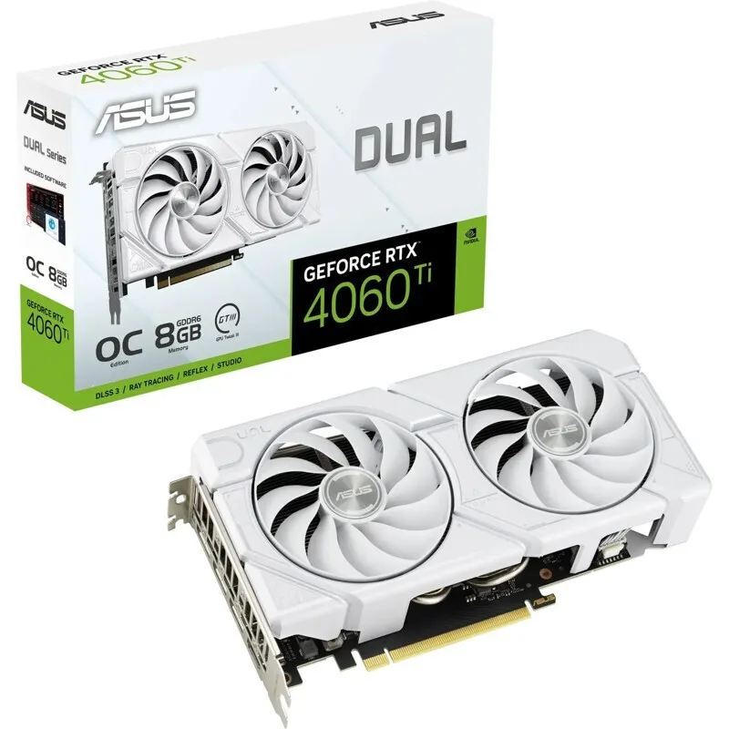 Asus GeForce RTX 4060 Ti 8GB GDDR6 Dual EVO OC White Κάρτα Γραφικών 90YV0J4B-M0NA00 - Image 1