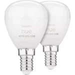 Philips Smart Λάμπες LED 5.1W για Ντουί E14 και Σχήμα P45 RGBW 470lm Dimmable 2τμχ