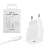 Samsung Φορτιστής με Θύρα USB-C και Καλώδιο USB-C - USB-C 15W Power Delivery Λευκός (EP-T1510X)