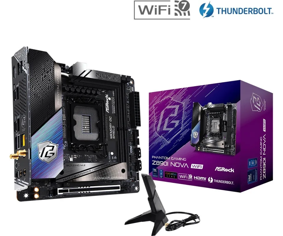 ASRock Phantom Gaming Z890I Nova WiFi Motherboard Mini ITX με Intel 1851 Socket 90-MXBPN0-A0UAYZ - Image 1