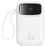 Baseus QPow 2 Power Bank 10000mAh 30W με Θύρα USB-A και Θύρα USB-C Λευκό