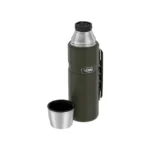 Thermos Μπουκάλι Θερμός Ανοξείδωτο / Πλαστικό 1.2lt Green με Λαβή και Καπάκι-Κύπελλο TH-170028