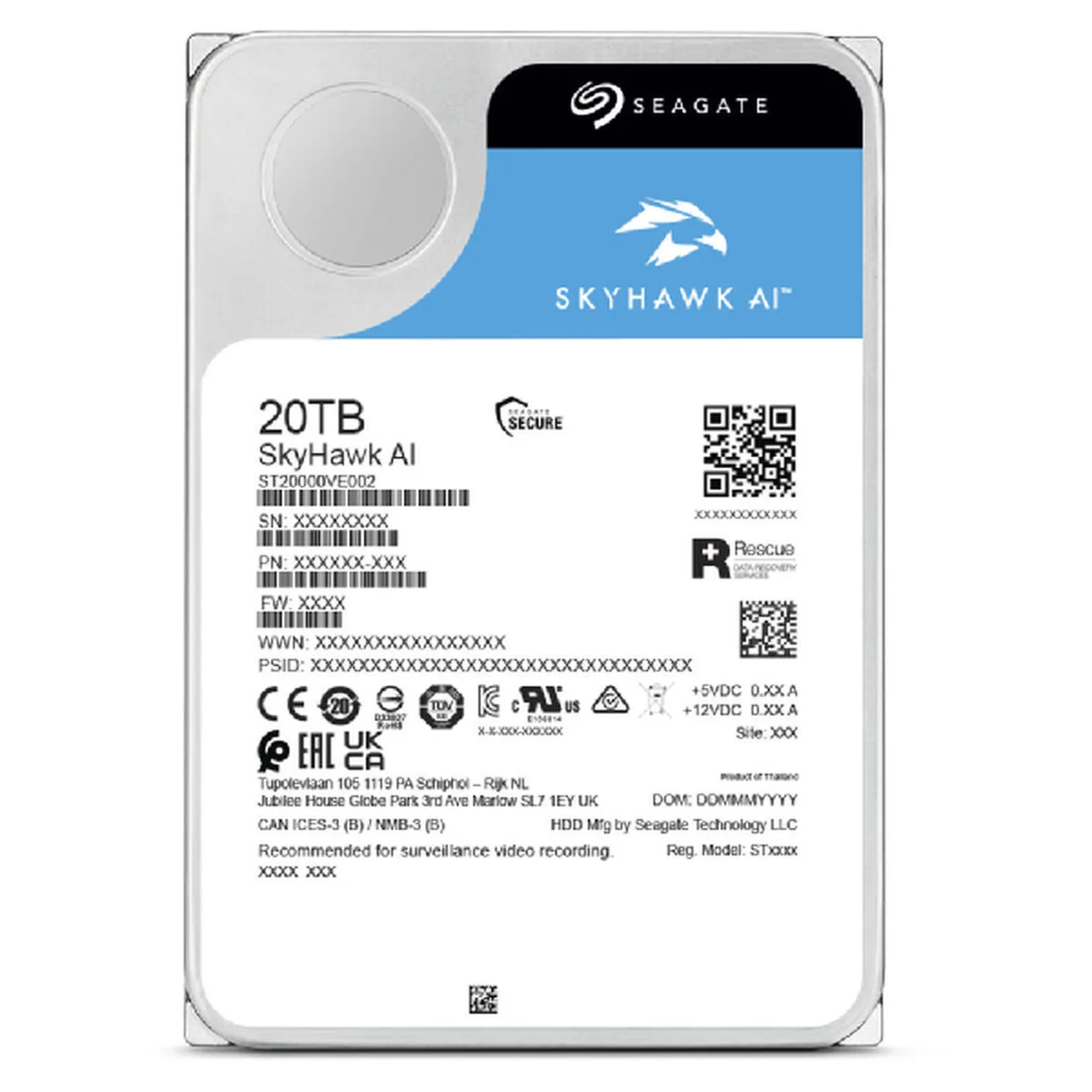 20241119145655_63792ea7 Seagate Skyhawk AI 512E 20TB HDD Σκληρός Δίσκος 3.5" SATA III 7200rpm με 512MB Cache για NAS / Server / Καταγραφικό ST20000VE003 - Image 1