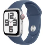 Apple Watch SE 2024 Cellular Aluminium 40mm Αδιάβροχο με eSIM και Παλμογράφο (Silver με Denim Sport Band - S/M)