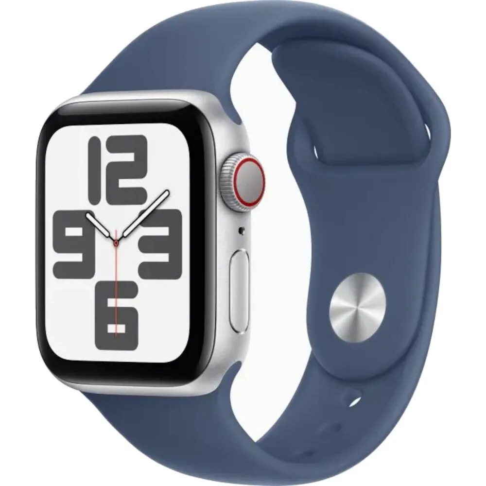 Apple Watch SE 2024 Cellular Aluminium 40mm Αδιάβροχο με eSIM και Παλμογράφο (Silver με Denim Sport Band - S/M) - Image 1