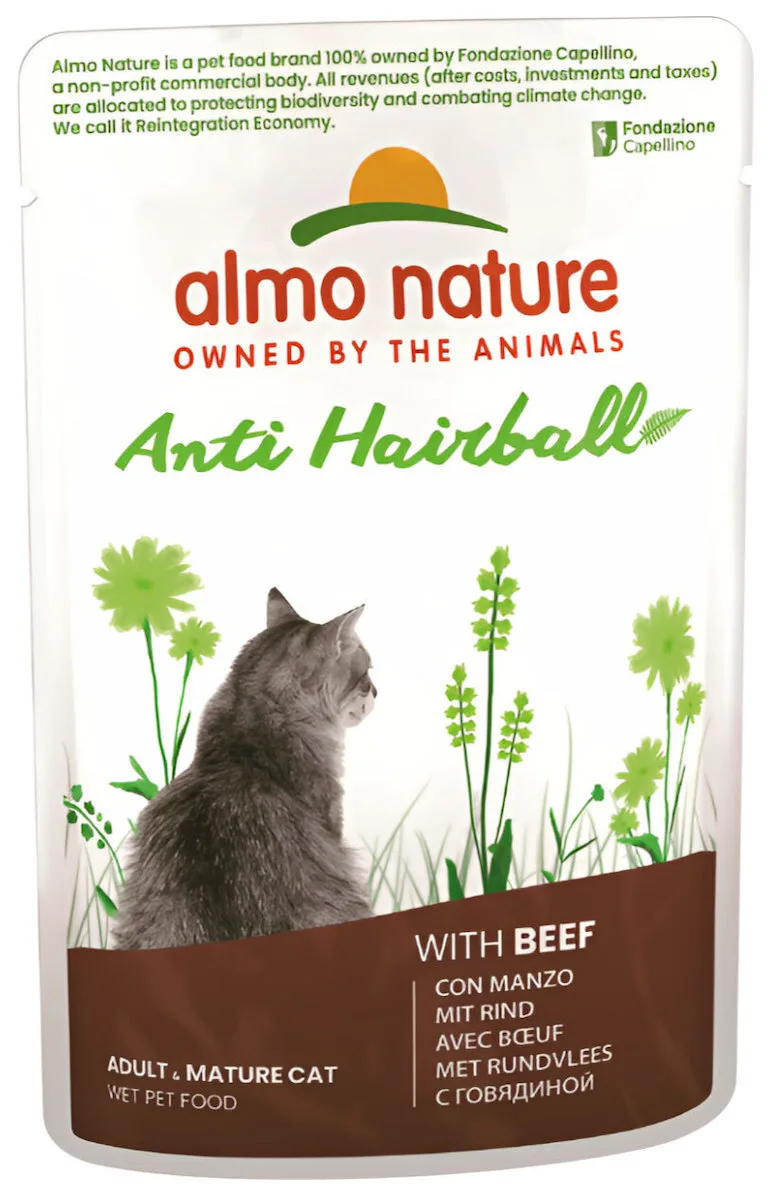 20241128144902_0d7952ca Almo Nature Anti Hairball Υγρή Τροφή για Ενήλικες Γάτες σε Φακελάκι με Βοδινό χωρίς Γλουτένη 70gr - Image 1