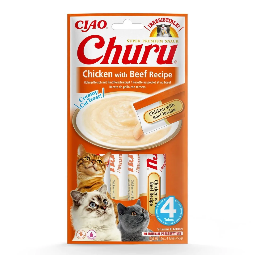 20241128170540_41db6325 Inaba Churu Cat Λιχουδιές Σνακ με Βοδινό / Κοτόπουλο για Ενήλικες Γάτες 1τμχ 56gr IN120 - Image 1