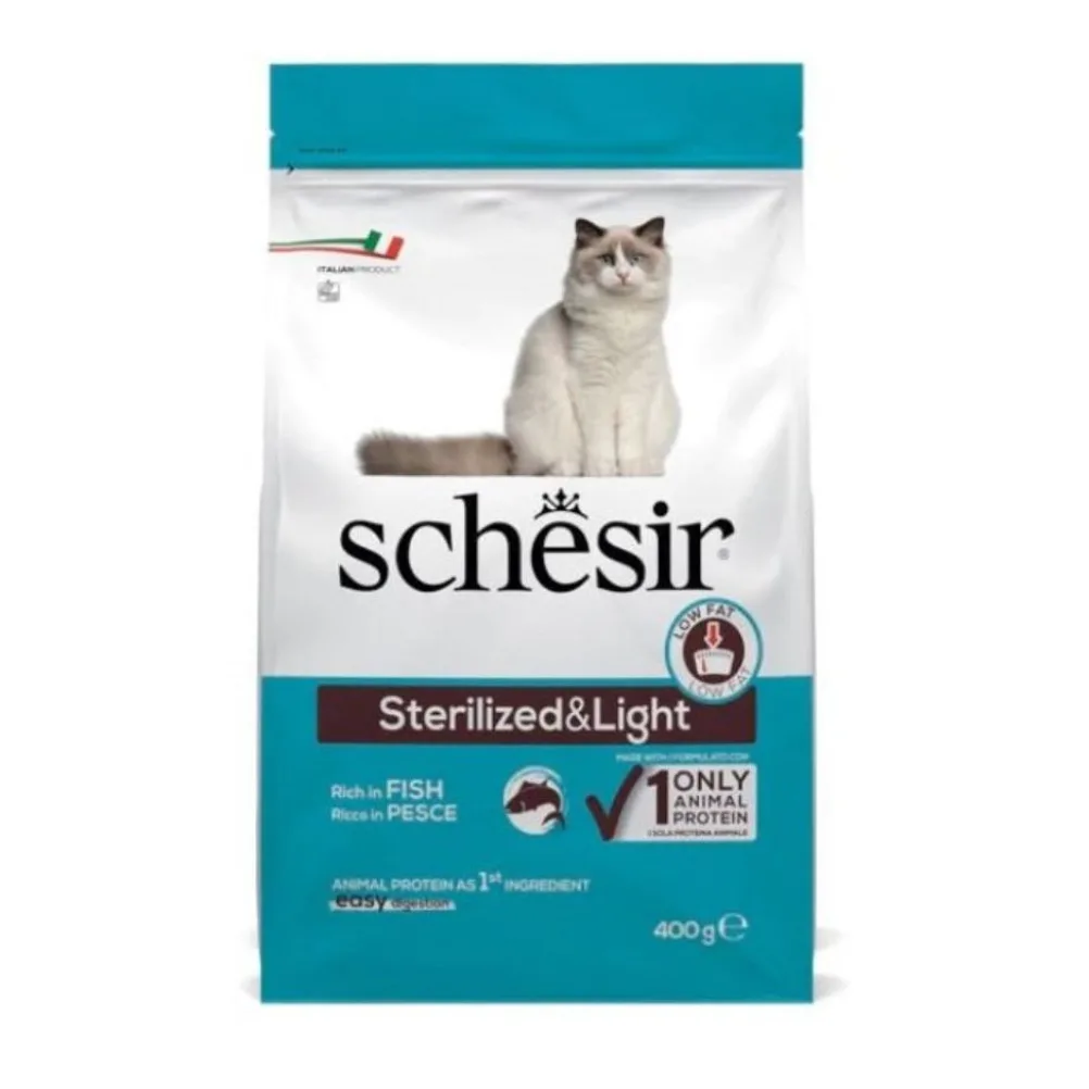 20241129113718_schesir_xira_trofi_diaitis_choris_glouteni_gia_enilikes_steiromenes_gates_me_psaria_tono_kalampoki_patates_10kg Schesir Sterilized & Light Ξηρά Τροφή Διαίτης, χωρίς Γλουτένη για Ενήλικες Στειρωμένες Γάτες με Ψάρια / Τόνο / Καλαμπόκι / Πατάτες 10kg - Image 1
