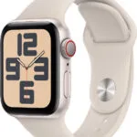 Apple Watch SE 2024 Cellular Aluminium 40mm Αδιάβροχο με eSIM και Παλμογράφο (Starlight με Starlight Sport Band - M/L)